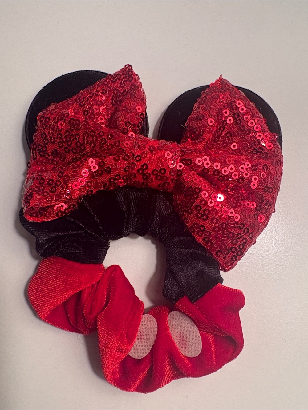Minnie Mouse hair scrunchie